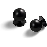 Yanxia Set of 12 -Sleek Round Matte Black Cabinet Knobs - Modern and Minimalist Hardware for Stylish Home Enhancement - 1 Inch Diameter