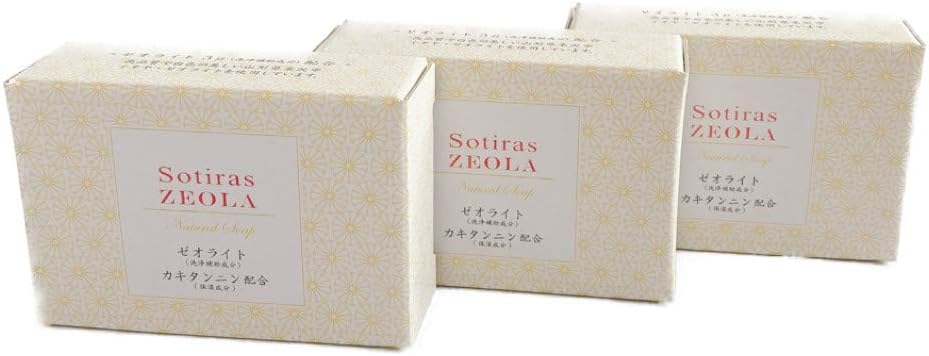 Amazon Sotiras Zeola ナチュラルソープ One S Body 石けん 3個セット 顔 全身 固形石鹸 人気 毛穴 ニオイケア ランキング 天然 ゼオライト カキタンニン スクワラン 配合 汗 Sotiras Zeola ソティラスゼオラ 洗顔せっけん 通販