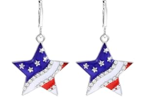 INENIMARTJ American Flag Earrings Patriotic Red White Blue USA Earring,4th of July Drop Dangle Earring Independence Day Earrings Jewelry for Women