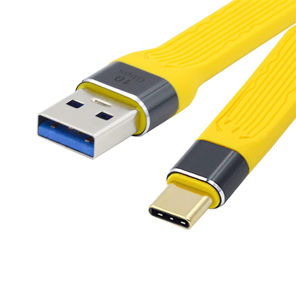 NFHK 13cm Yellow 10Gbps USB 3.1 Type C Male to USB3.0 Type A Male Flat Slim FPC Data Cable for Laptop & Phone — image 1