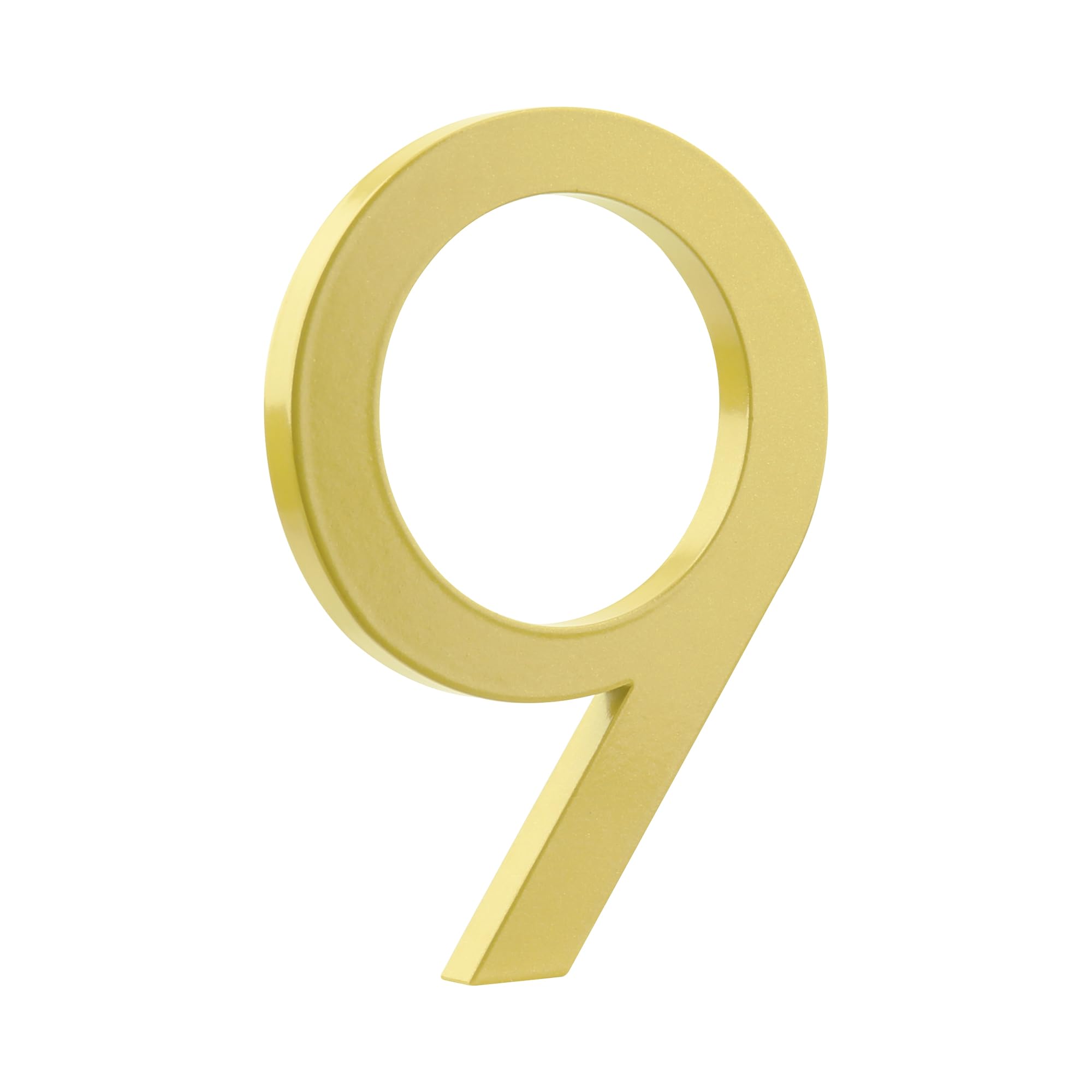 HASWARE Floating House Number 6 inch Stylish Door Numbers Alphabet Plaque Street Home Address Numerals (Golden, 9)
