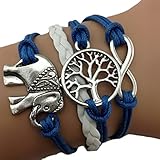 Lookatool® Handmade Charms Tree Elephant Knit Leather Rope Chain Bracelet Gift