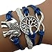 Lookatool® Handmade Charms Tree Elephant Knit Leather Rope Chain Bracelet Gift