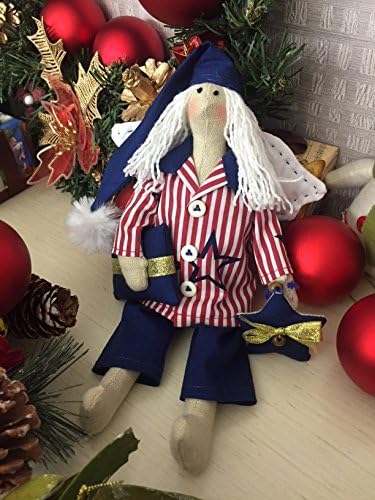 Handmade Tilda Sleepy Angel Boy in Blue Сap Stuffed Toy Interior Decor Tilda doll Handmade toy Mother's Day Gift