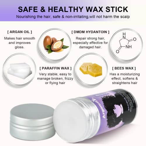 Arganrro Hair Wax Stick, Edge Control Slick Stick Tame Flyaway & Frizz- Moisturize & Add Shine | Non-greasy Wax Edge Stick for Wigs and All Hair 2.7 Oz