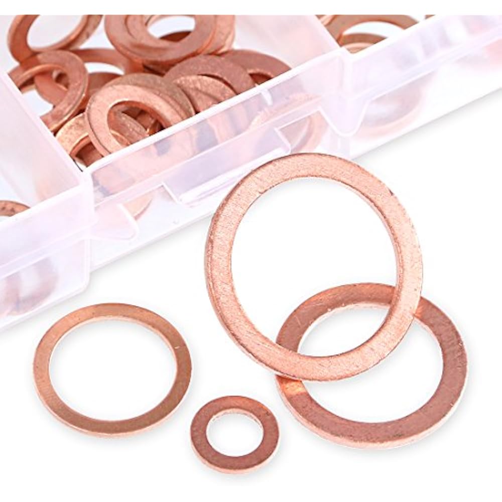 165Pcs 8 Sizes Copper Metric Sealing Washers Flat ...