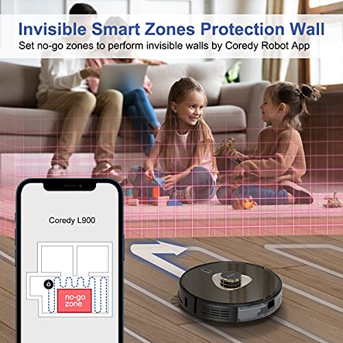 Coredy L900 Robot Vacuum, Robotic Vacuum Cleaner and Mop with LIDAR Navigation, Precision AI