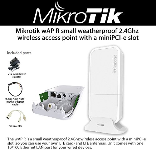 Mikrotik wAP R small weatherproof 2.4Ghz wireless access point with a miniPCI-e slot and LTE antennas