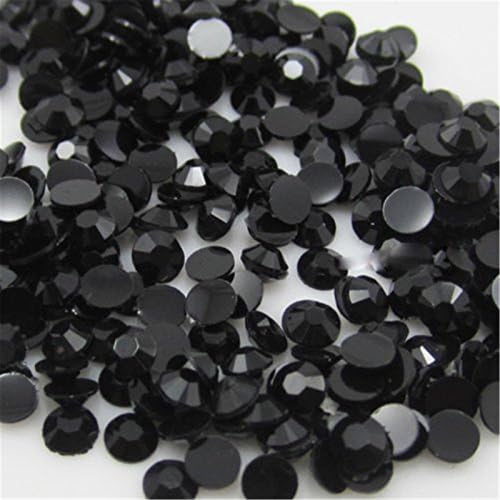 2000 Pcs 3mm 14 Facets Resin Round Rhinestone Flat Back Bling Shine Black Color 02