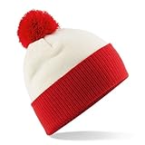Beechfield Snowstar Duo Two-Tone Beanie Off White/Bright Red ONE