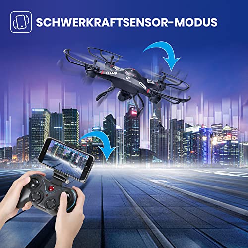 Holy Stone F183W Drohne mit Kamera 1080P für Kinder,RC Quadcopter mit 2 Akkus, WiFi FPV Live Übertragung,Handysteuerung,3D-Rollen,Not-Aus,Höhenhaltung,Kopflose Modus,One-Key-Start für Anfänger Jungen