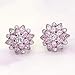EleQueen 925 Sterling Silver Full Cubic Zirconia Bridal Flower Stud Earrings 15mm Pink