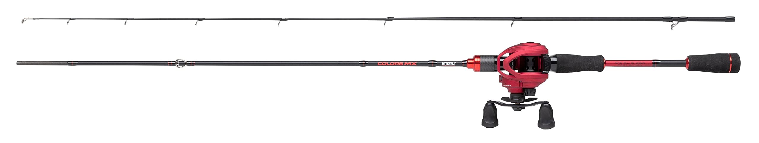 Mitchell Colors MX Casting Combo | Baitcast Rod & Reel Set for Predator Fishing Anglers | Fast Action Carbon Rod with EVA Handle | 4+1 Ball Bearings | Pike, Perch & Zander | Red | 1.98m 5-35g