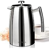 Secura 1500ML French Press Coffee Maker, 50-Ounce, Stainless Steel 18/10 SFP-50DSC, Extra Stainless Steel Screen