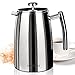 Secura 1000ML French Press Coffee Maker, 34-Ounce, Stainless Steel 18/10 SFP-34DSC, Extra Stainless Steel Screen