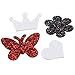 Felt Shapes - 100-Piece Glitter Sequinn Felt Embellishment Cutouts for DIY Art and Craft Decoration, Assorted Shapes, Felt Flower, Tiara, Star, Butterfly, Heart