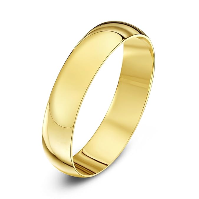 Theia Unisex Ehering 9 Karat Gelbgold, Weißgold oder Roségold Massive D-Form, poliert, 2-10mm