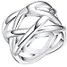 LWLH Jewelry Womens 925 Sterling Silver Plated Weave Double X Criss Cross Eternity Ring Wedding Band Szie 11