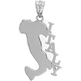 State Collection Solid 925 Sterling Silver Map Of Italy Necklace Pendant