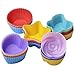 25 Pcs Reusable Silicone Cupcake Liners/ Muffin baking Cups, 5 Shapes with 5 Colors, Nonstick and Heat Resistant Cake Molds, by Gseer