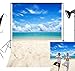 LB 5x7ft Tropical Beach Backdrop Vinyl Blue Sea Sky Backdrops for Photography Hawaiian Luau Party Decoration Portraits Photo Booth Studio Props