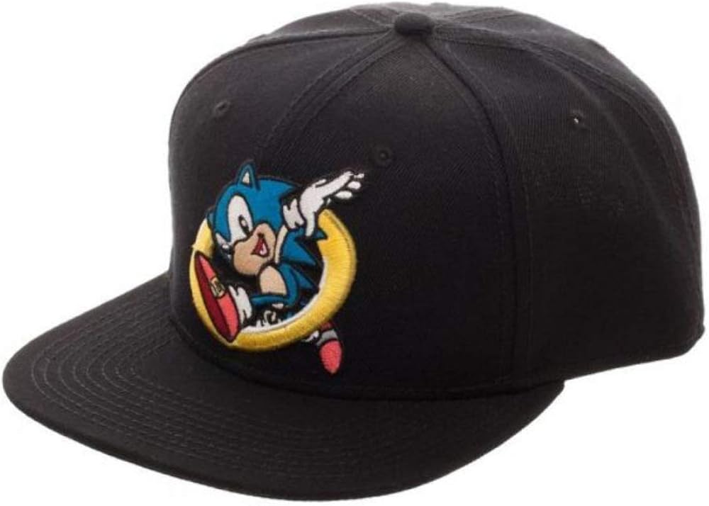 Sonic the Hedgehog Ring Jump Black Snapback Cap [Bioworld]: Clothing