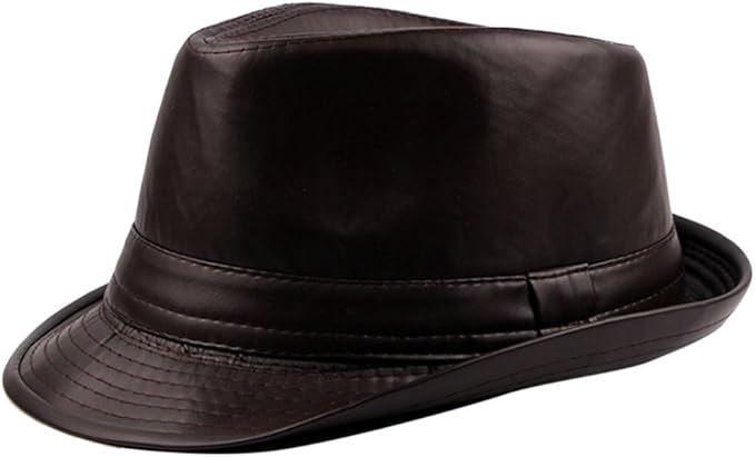 brown leather pork pie hat