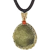 JEVLUH Raw Moldavite Crystal 14K Gold Plated Necklace,Rough Czech Meteorite Tektite Crystal Birthstone Necklace,Irregular Shape