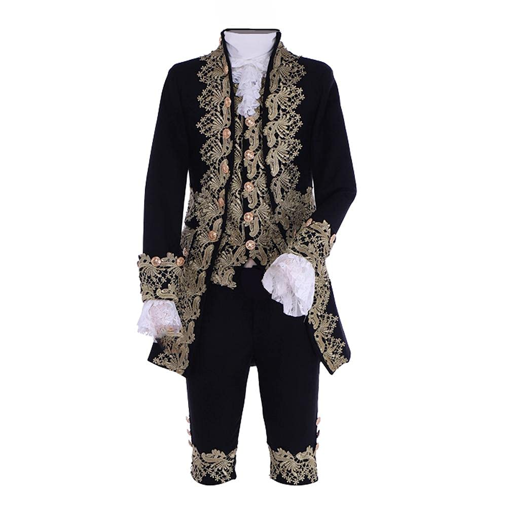 Photo 1 of Victorian Rococo Costume 18th Century King Prince Cosplay Suit Men's Halloween Costume Black-L