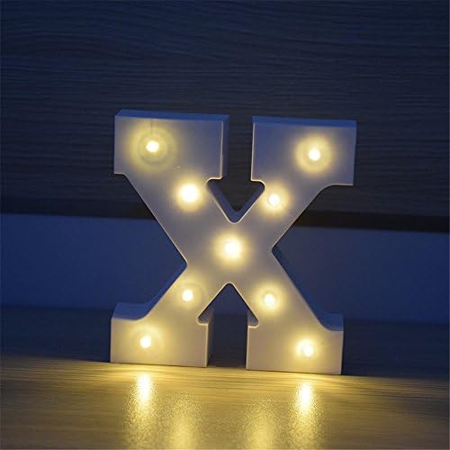 Plastic LED Letter Household Decor Letter Up Height 15 cm/6 inch Alphabet Light Up Sign For Festival Party Wedding Holiday Home Bedroom Decor With 2 X AA Batteries Operated (Letter X)