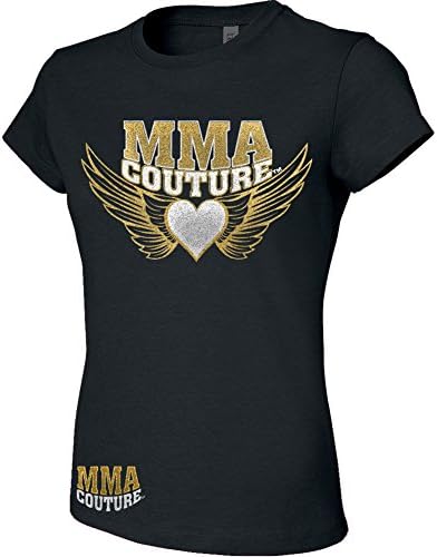 MMA Couture Shorts Sleeve Womens T Shirt MMA Muay Thai Medium/Black Silver Gold Logo