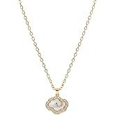 HXFIZQQ Gold Plated Cloud Charm Necklace for Women, Genuine Shell & Pave CZ Pendent, Dainty Adjustable Copper Chain Jewelry Gift