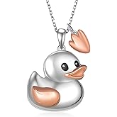 Tajuxa Duck Pendant Necklace for Women 925 Sterling Silver Duck Decor Necklace Animal Jewelry Gifts for Women