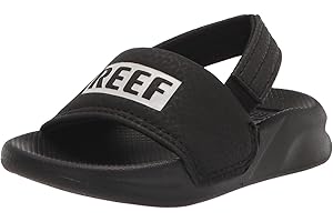 Reef Kids Boys Sandals, Little One Slide, Reef Black/White, 12
