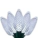 C9 LED Faceted Cool White Prelamped Light Set, Green Wire - 25 C9 Cool White LED Christmas Lights, 8