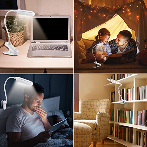 STOON Reading Light with Clip, Rechargeable 30 LEDs Book Light with 3 Brightness (Cool and Warm) and Touch Switch, Flexible USB Eye-Care Desk Lamp for Kids Adults Reading in Bed