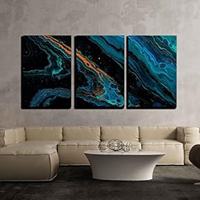 3 Piece Canvas Wall Art - Closeup View of Dark Cosmic Grunge Background - Modern Home Art Stretched and Framed Ready to Hang - 16"x24"x3 Panels