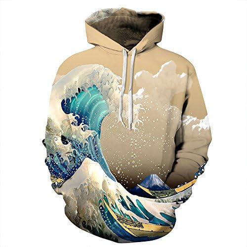 HiRosy 3D Print Hoodie Top Galaxy Pattern Sweatshirts Hooded (Billow, 2X-Large/3X-Large)