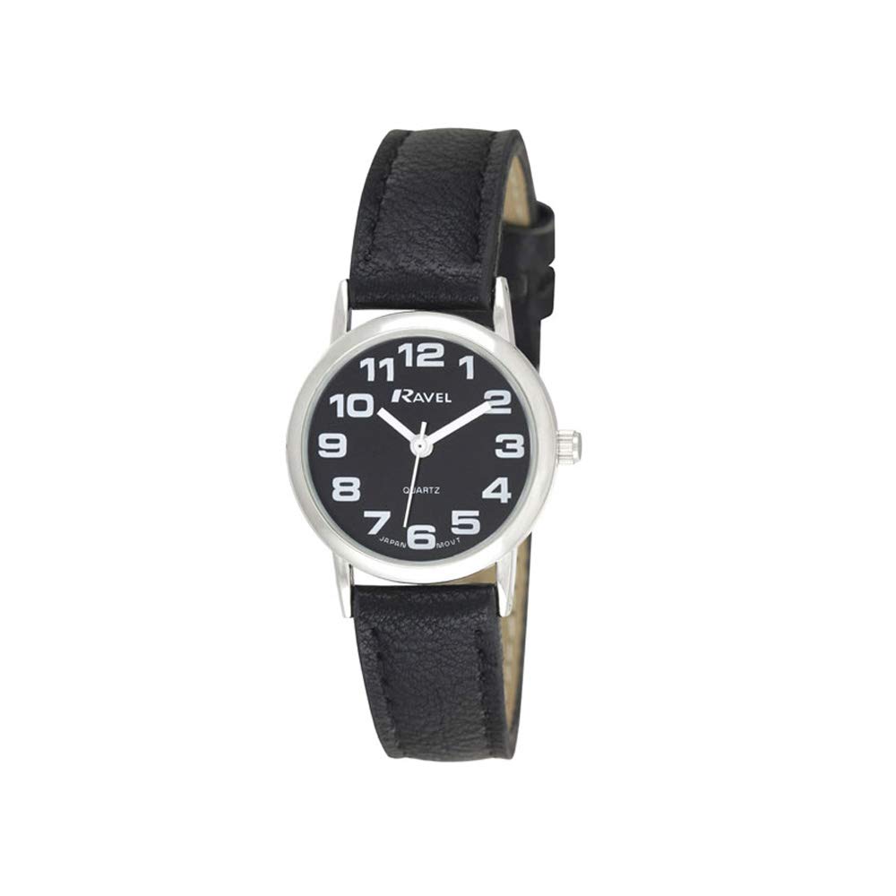 Ravel Women's Easy Read Watch with Big Numbers - Black/Silver Tone/Black Dial — image 1