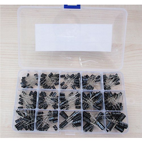 Electrolytic Capacitor Assortment Kit 270 Pcs 15 Values 50V and 16V With Storage Box (0.1uF~470uF)