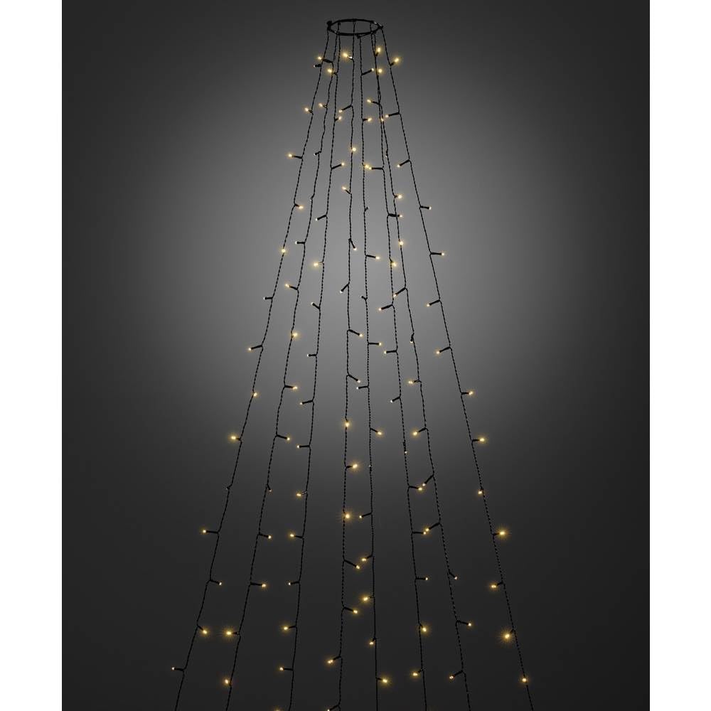 Konstsmide LED Halo Tree System Christmas Lights Outdoor 8 Strands of 30 Diodes, with Firefly Lights/Outdoor or Indoor Use (IP20)/240 Amber White Diodes/2.4m/String Lights Black Cable