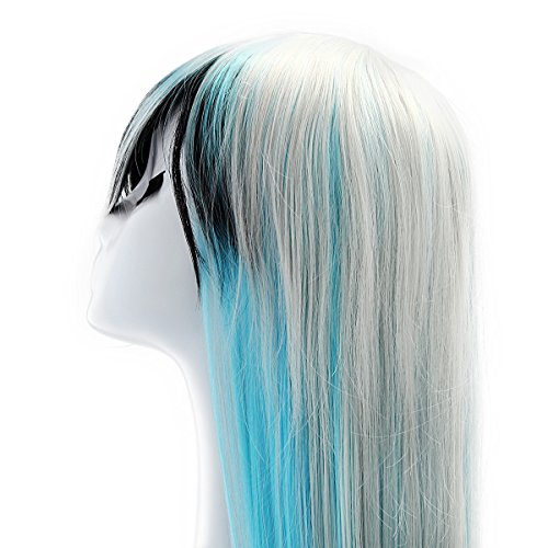 AISHN Wigs,31.5 inch(80cm) Long Straight Wig with Wig Cap for Cosplay,Party-Blue