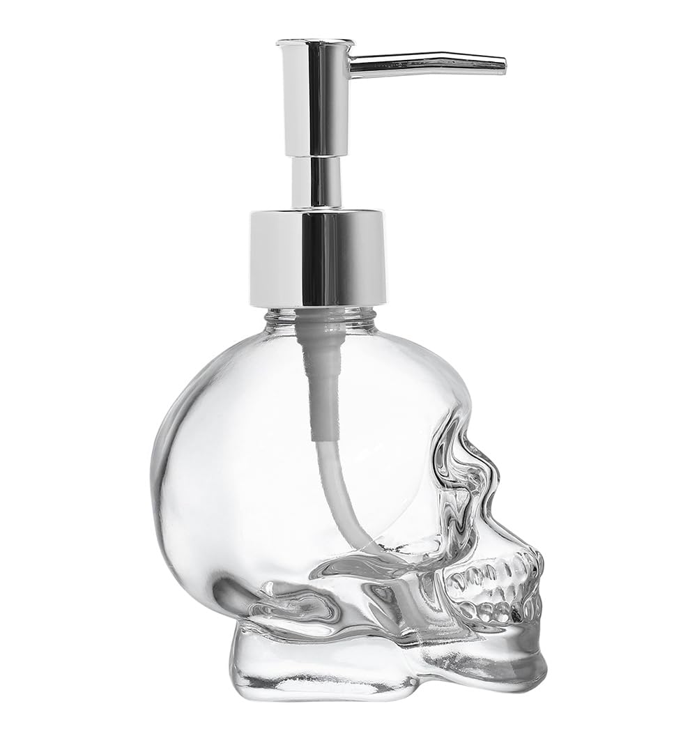 Photo 1 of 123Arts Glass Skull Soap Dispenser Lotion Bottle Soap Bottle with Pump Sliver