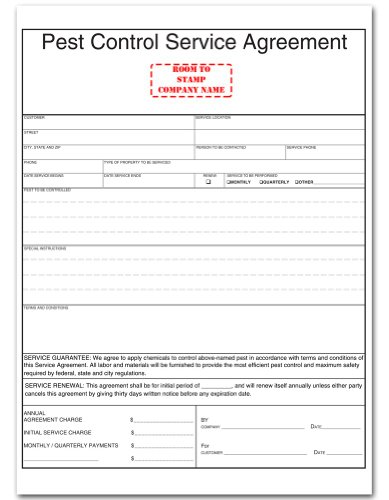 Pest Control Service Agreement Form