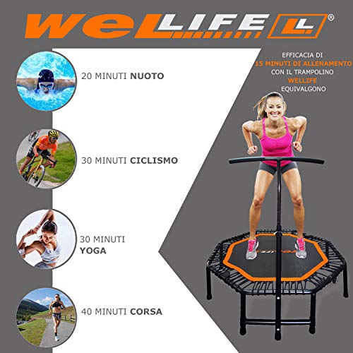 Wellife-Faltbares-Fitness-Trampolin-122-cm-PRO-Fitness-Rebounder-Matte-fuer-Erwachsene-und-Kinder-Gummibaender-mit-verstellbarem-Griff-Funktionelles-Fitness-Training