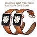 CINORS Leather Band Compatible Replacement for Apple iWatch 41mm 40mm 38mm Women Genuine Brown Leather Bands Wrist Strap with Rose Gold Buckle Replacement for Apple Watch Series 7 6 5 4 3 2 1 SE