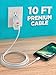 PowerBear Long iPhone Charger 10ft [MFI Certified] Durable Silicone - White