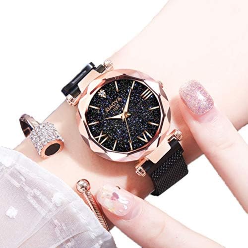 EJOLG Fashion Quartz Ladies Watches,With Luminous,Diamond Shape Cutting Mirror,Milanese Mesh Magnetic Attraction Watchband,Classic Women's Wrist Watch