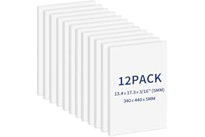 Zzrywuty 12 Pack Foam Boards 13.4" x 17.3", 5mm Thickness Styrofoam Foam Core Board for Crafts, White Poster Board Vision Board Presentation Board Mat Board
