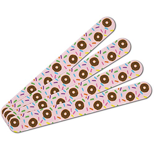 Cute Donut with Sprinkles Chocolate Icing Double-Sided Nail File Emery Board Set 4 Pack